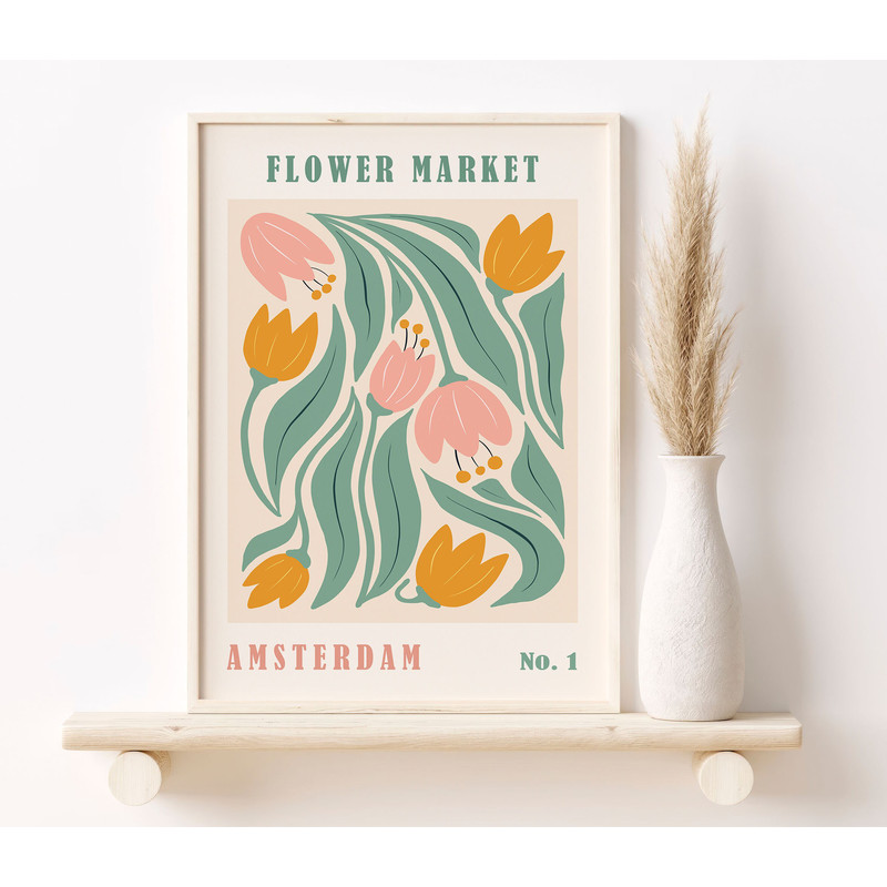 Flower Market Poster, Netherlands Gallery wall Flower Market, Vintage Flowers Poster, Flower Market Sign, Floral Wall Art, Botanical BT002.jpg