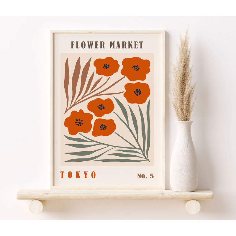 Flower Market Poster, Tokyo Gallery wall Flower Market, Japan Vintage Flowers Poster, Flower Market Sign, Floral Wall Art, Botanical BT006.jpg