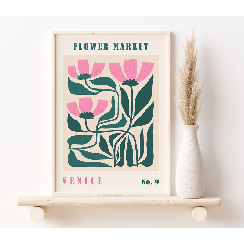 Flower Market Poster, Venice Gallery wall Flower Market, Vintage Flowers Poster, Flower Market Sign, Floral Wall Art, Botanical Gift BT010.jpg