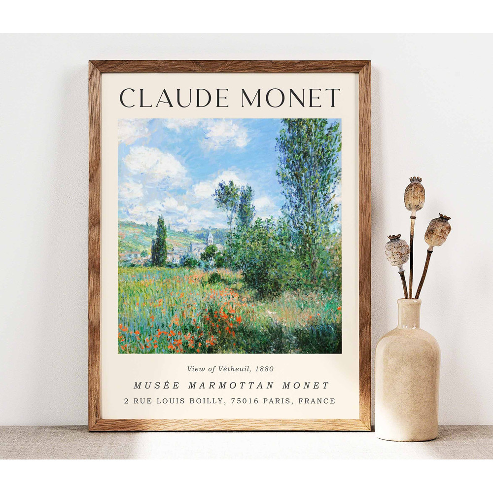 Claude Monet View of Vétheuil Poster, Monet Wall Art Print, Poster Wall Art, Monet Exhibition poster, Gallery Wall, Landscape poster PS0190.jpg
