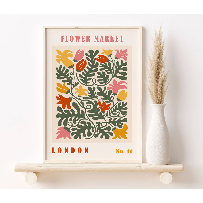 Flower Market Poster, London Gallery wall Flower Market, Vintage Flowers Poster, Flower Market Sign, Floral Wall Art, Botanical Gift BT0012.jpg
