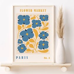 flower market poster, paris gallery wall flower market, france vintage flowers poster, flower market sign, floral wall a
