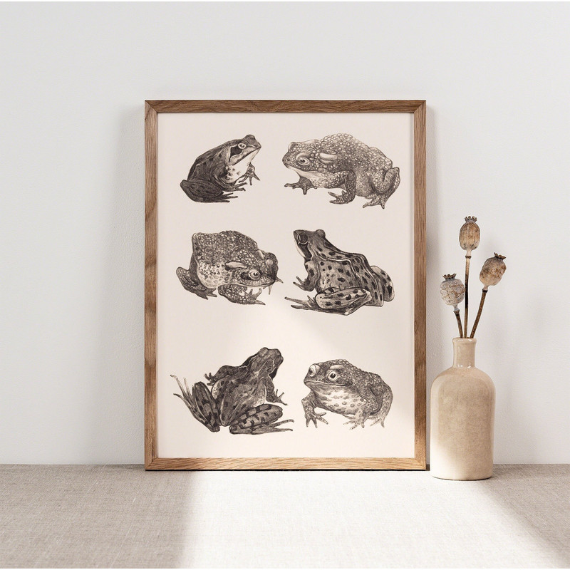 Frogs Vintage Poster, Retro Frog print, Art Deco, Vintage Print, Black and white Wall Art, Large Wall Art Print, Decor, Retro Poster PS0162.jpg