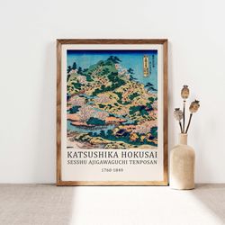 katsushika hokusai poster, japan art exhibition print, japanese art print, traditional japanese art, wall art decor, dec