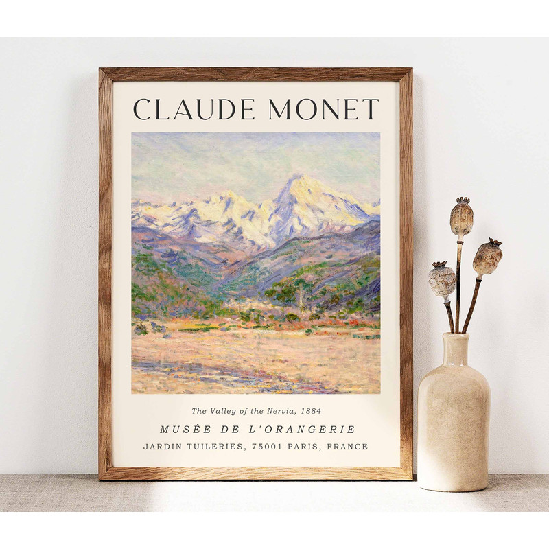 Claude Monet The Valley of the Nervia Poster, Monet Wall Art Print, Monet Exhibition poster, Gallery Wall, Mountains Landscape Poster PS0191.jpg