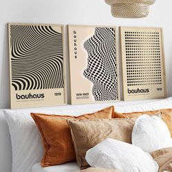 mid century bauhaus art print, geometric bauhaus poster, linear design poster, modern bauhaus poster, geomnetric shapes,