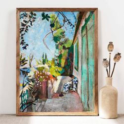 henri matisse print, the terrace, saint-tropez, le cateu cambrsis, mid-century modern, boathouse, south of france, sea v