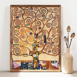 gustav klimt poster, klimt tree of life print, klimt landscape, floral nature wall decor, gift idea, wall art print, gar