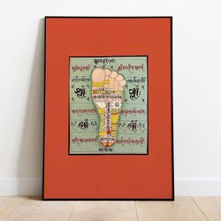 indian sanskrit art, hindu art prints, living room decor, indian painting poster, wall art
