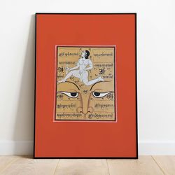 indian sanskrit art, hindu art prints, living room decor, indian painting poster, wall art-1