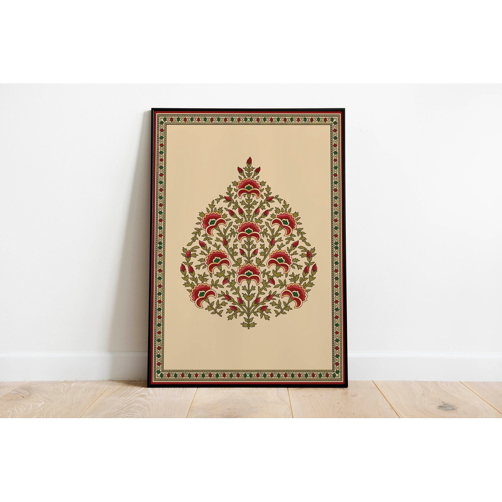 Indian Folk Art, Floral Prints, Home decor, Printable, Indian Vintage, Boho Wall Art, Mughal Poster.jpg
