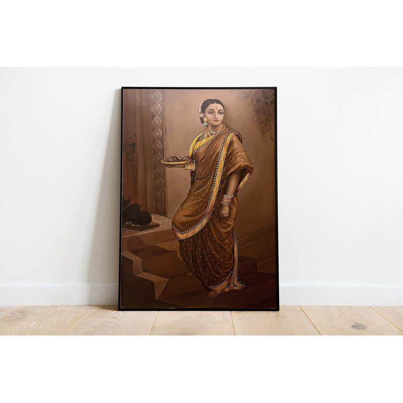 Indian Vintage Wall Art, Royal Princess Painting, Living Room decor, Vintage Palace Painting, Home Decor Poster.jpg