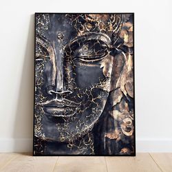 indian buddha wall art, tibetan home decor, spiritual prints, indian home decor, asian wall hanging, foyer decor