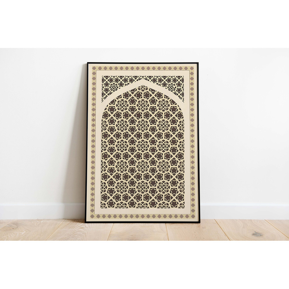 Islamic Window Pattern Indian Wall Art, Living Room Decor, Digital Download, Gifts For Home, Neutral Bohemian Decor.jpg