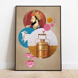 indian pop art, living room wall decor, abstract collage, instant download poster, wall art, paintings, mixed media