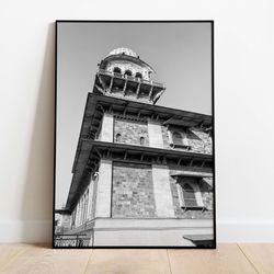 indian wall art, black and white jaipur travel poster, living room decor, vintage palace royal painting, poster, wall ar