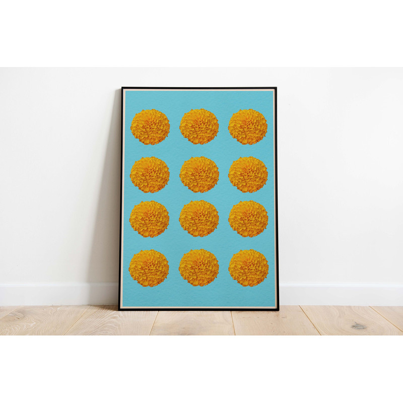 Indian Mixed Media Digital Art, Marigold Print, Living Room decor, Indian Vintage, Rajasthani Painting, Poster, Wall Art-7.jpg