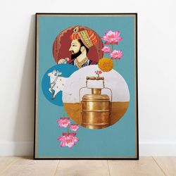 indian pop art poster, living room wall decor, abstract collage, printables, instant download, poster, wall art, paintin