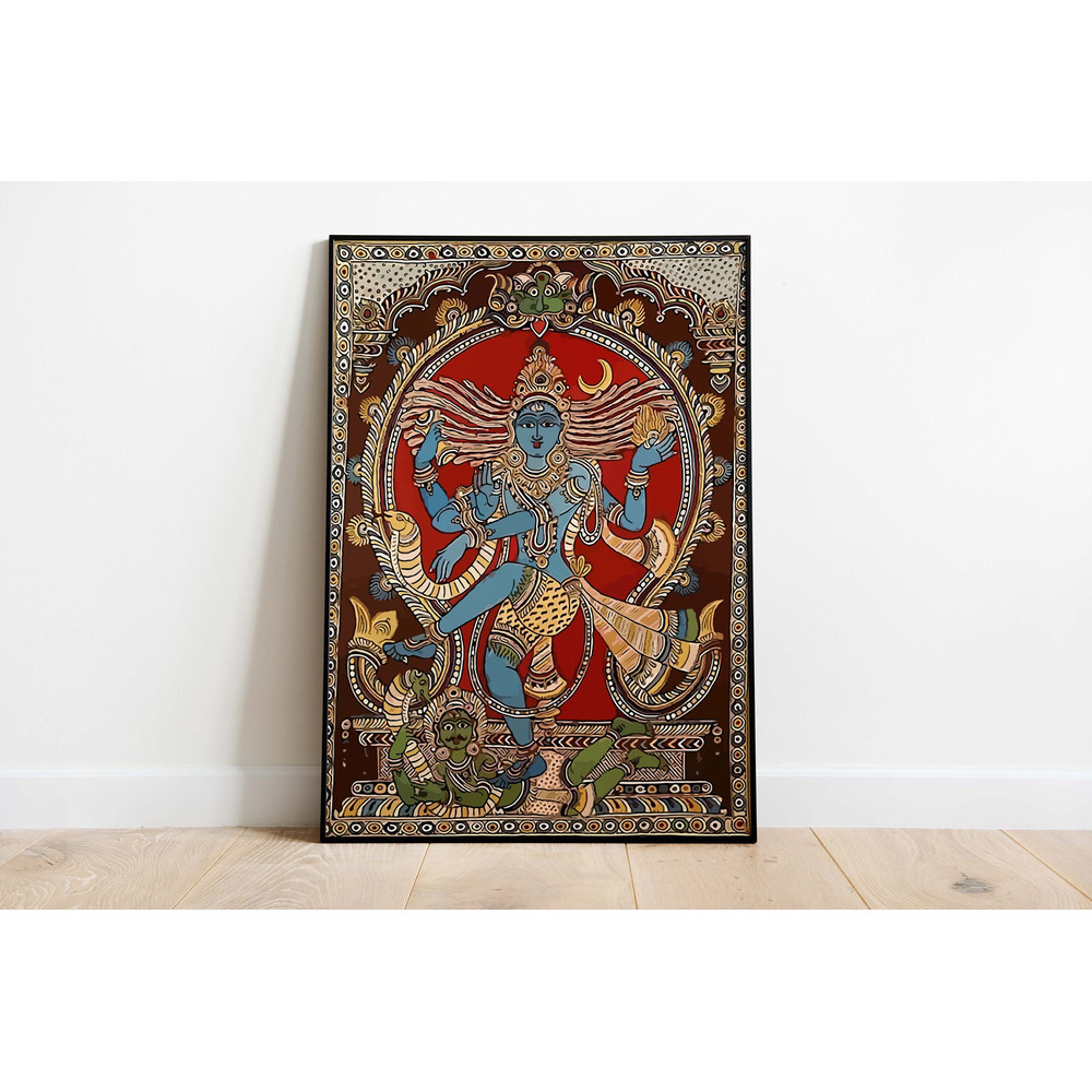 Indian Kalamkari Painting, Indian Krishna Art, Living Room decor, Vintage Indian Folk Art Poster, Wall Art, Digital Download.jpg