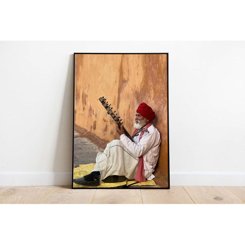 Indian Wall Art, Jaipur Travel Poster, Living Room decor, Printable, Vintage, Indian Man Musician Poster, Wall Art, Paintings.jpg