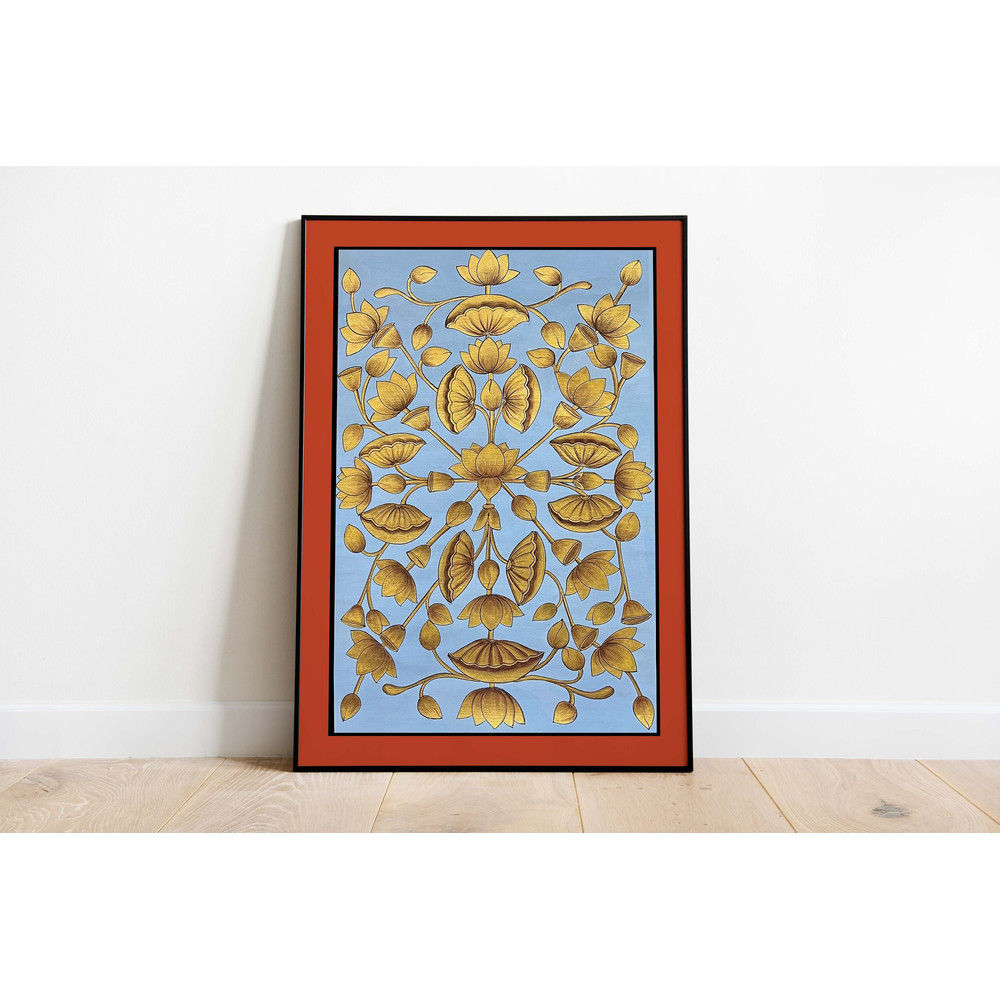 Indian Folk Wall Art, Vintage Flower Painting, Lotus, Printable Home Decor, Floral Poster, Decor, Poster, Wall Art, Paintings-1.jpg