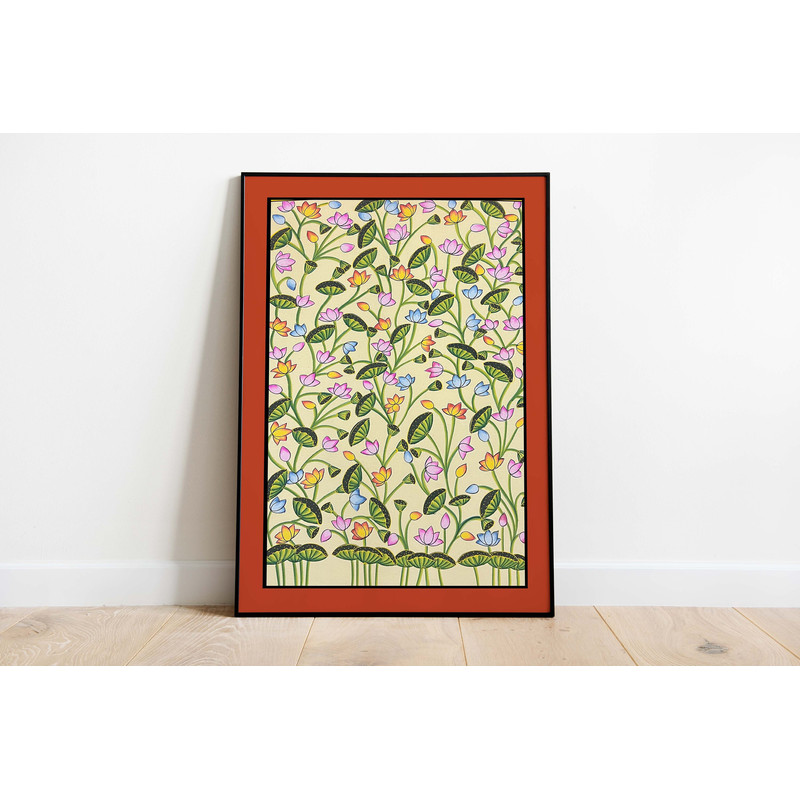 Indian Folk Wall Art, Vintage Flower Painting, Lotus, Printable Home Decor, Floral Poster, Decor, Poster, Wall Art, Paintings-2.jpg