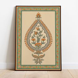 indian folk art, floral prints, home decor, printable, indian vintage, printables, pichwai painting, poster, wall art, p