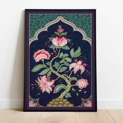indian folk art, tree of life, floral prints, living room decor, printable, indian vintage, persian, poster, wall art, p
