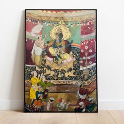 krishna painting, vintage indian palace wall art, royal paintings, living room decor, printable, indian vintage palace p