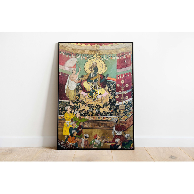 Krishna Painting, Vintage Indian Palace Wall Art, Royal Paintings, Living Room decor, Printable, Indian Vintage Palace Painting.jpg