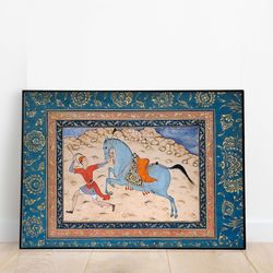 indian vintage wall art, royal prince with horse, living room decor, indian vintage palace painting, poster, wall art, p