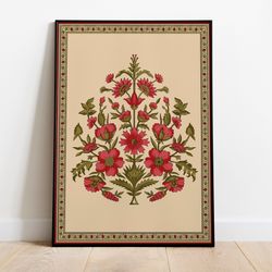 indian folk art, floral prints, home decor, printable, indian vintage, printables, pichwai painting, poster, wall art, p