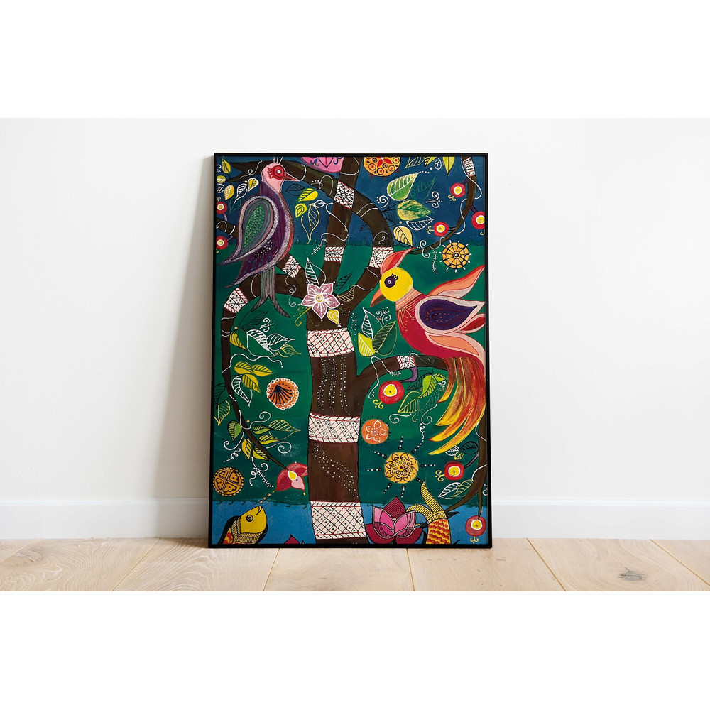 Indian Folk Art, Tree of Life, Floral Prints, Living Room decor, Printable, Indian Vintage, Persian, Poster, Wall Art, Paintings-3.jpg