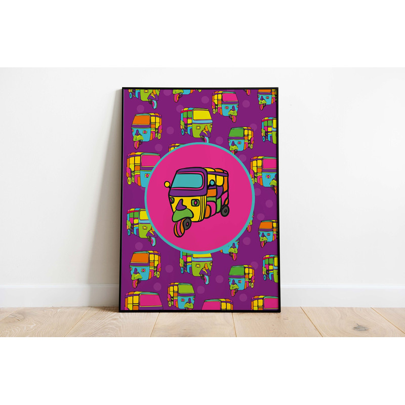 Indian Pop Art, Rikshaw Tuk Tuk Poster, Living Room Wall Decor, Abstract, Printables, Instant Download, Poster, Wall Art, Paintings-1.jpg