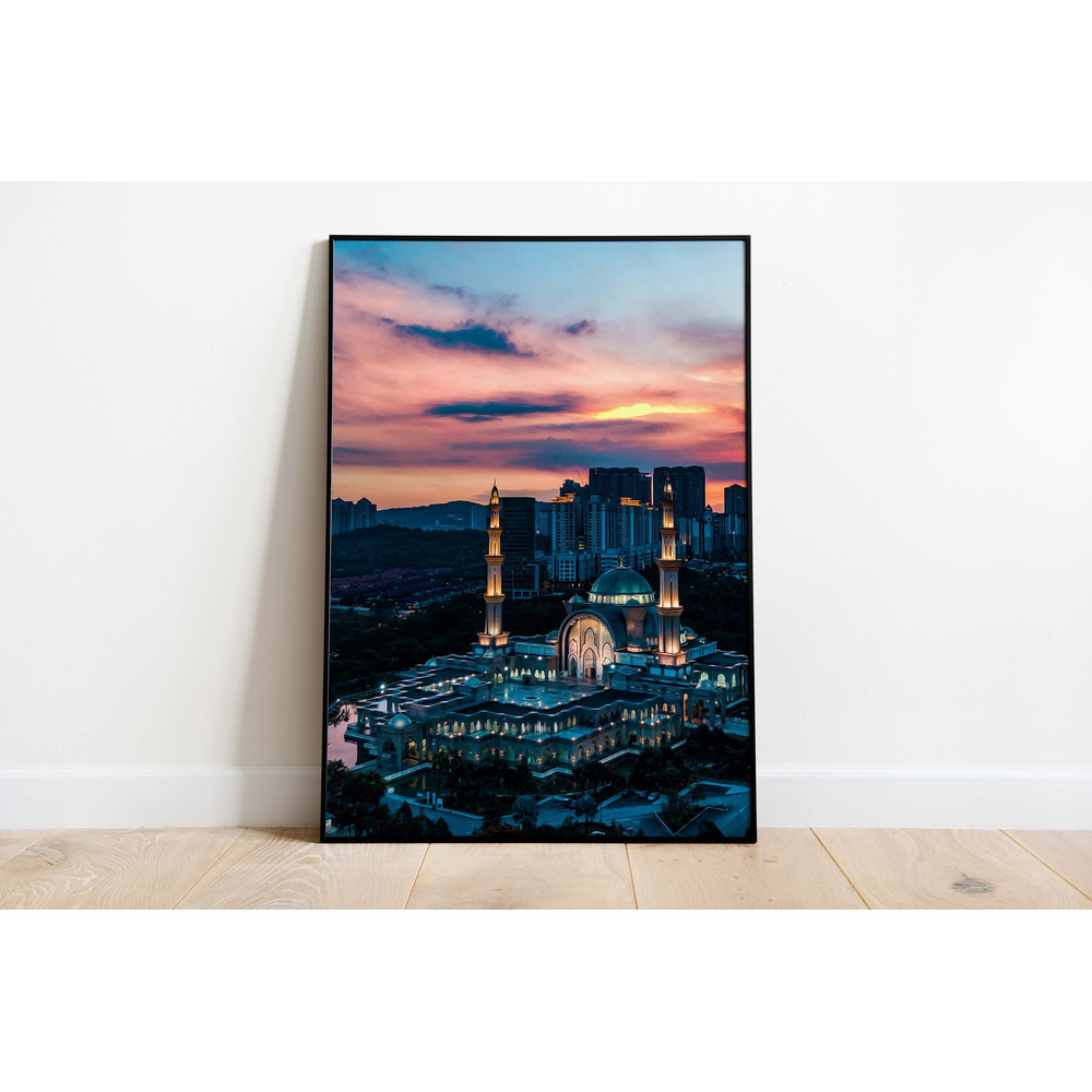 Islamic Wall Art, Malaysian Mosque Wall Art, Living Room Decor, Digital Download, Abstract Art, Islamic Travel Poster, Gifts For Home.jpg