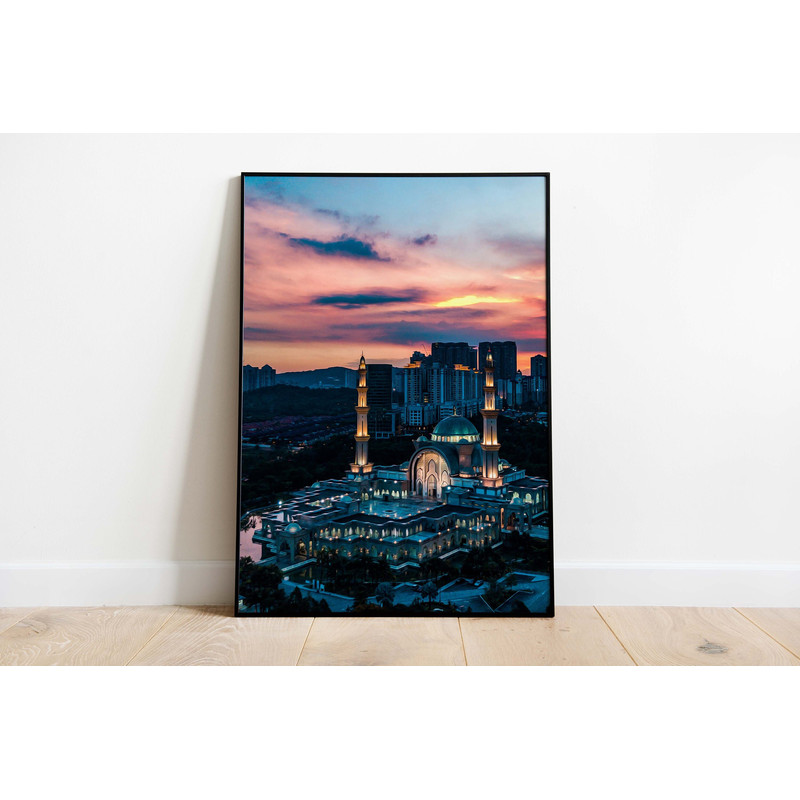 Islamic Wall Art, Malaysian Mosque Wall Art, Living Room Decor, Digital Download, Abstract Art, Islamic Travel Poster, Gifts For Home.jpg