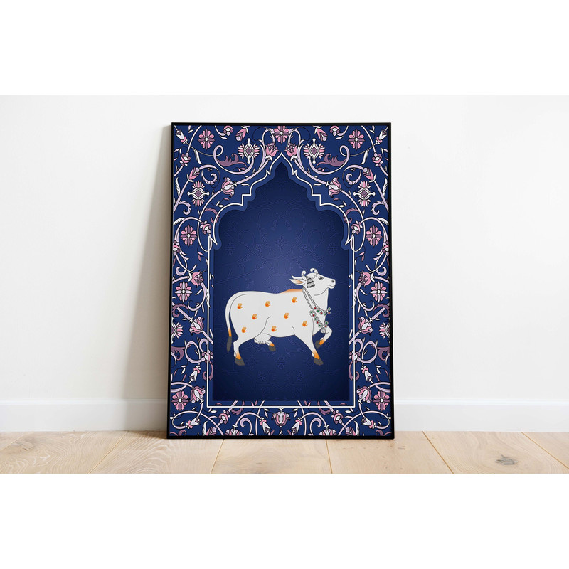 Indian Folk Art, Cow Prints, Living Room decor, Printable, Indian Vintage, Printables, Pichwai Painting, Poster, Wall Art, Paintings-4.jpg