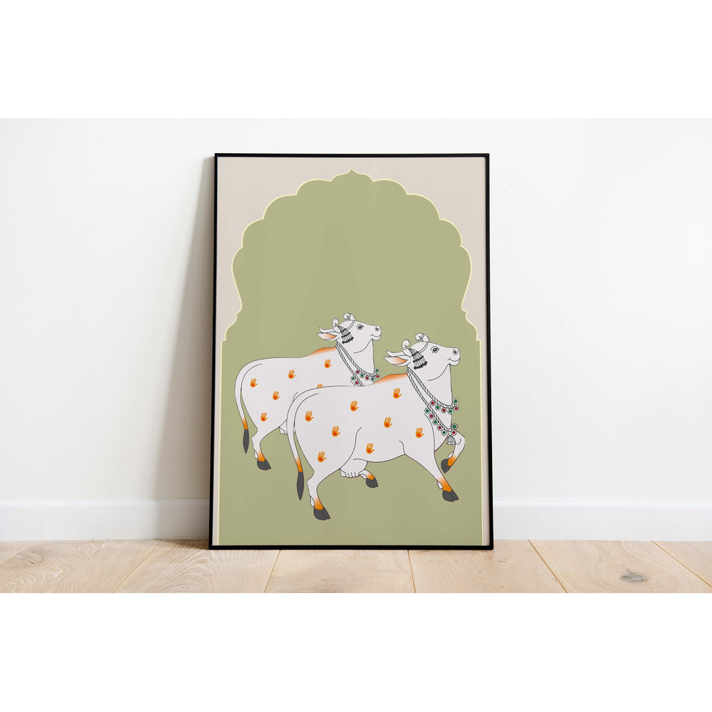Indian Folk Art, Cow Prints, Living Room decor, Printable, Indian Vintage, Printables, Pichwai Painting, Poster, Wall Art, Paintings-6.jpg
