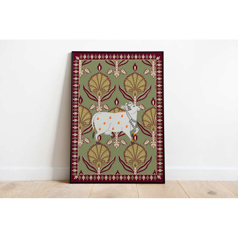 Indian Folk Art, Cow Prints, Living Room decor, Printable, Indian Vintage, Printables, Pichwai Painting, Poster, Wall Art, Paintings-7.jpg