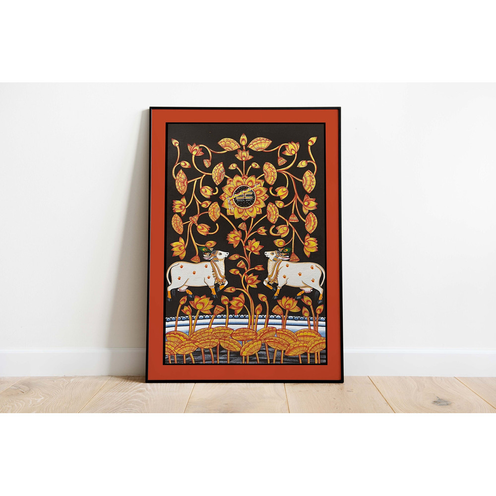 Indian Folk Art, Cow Prints, Living Room decor, Printable, Indian Vintage, Printables, Pichwai Painting, Poster, Wall Art, Paintings-8.jpg