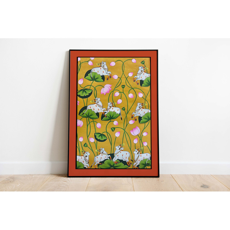 Indian Folk Art, Cow Prints, Living Room decor, Printable, Indian Vintage, Printables, Pichwai Painting, Poster, Wall Art, Paintings-10.jpg
