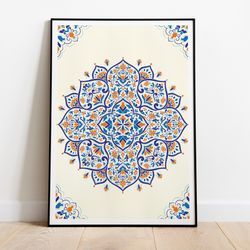 indian mandala wall art, living room decor, abstract painting, printables, instant download, ornate rangoli poster, wall