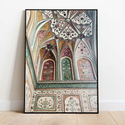 indian palace wall art, jaipur architecture travel poster, living room decor, indian vintage, palace royal painting, pos