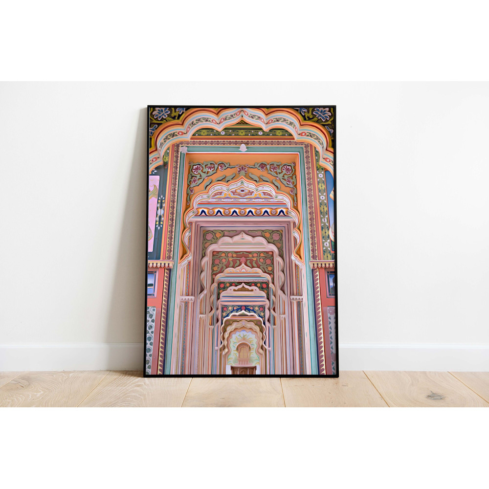Indian Palace Wall Art, Jaipur Patrika Gate Travel Poster, Living Room decor, Indian Vintage, Palace Royal Painting, Poster, Wall Art-2.jpg