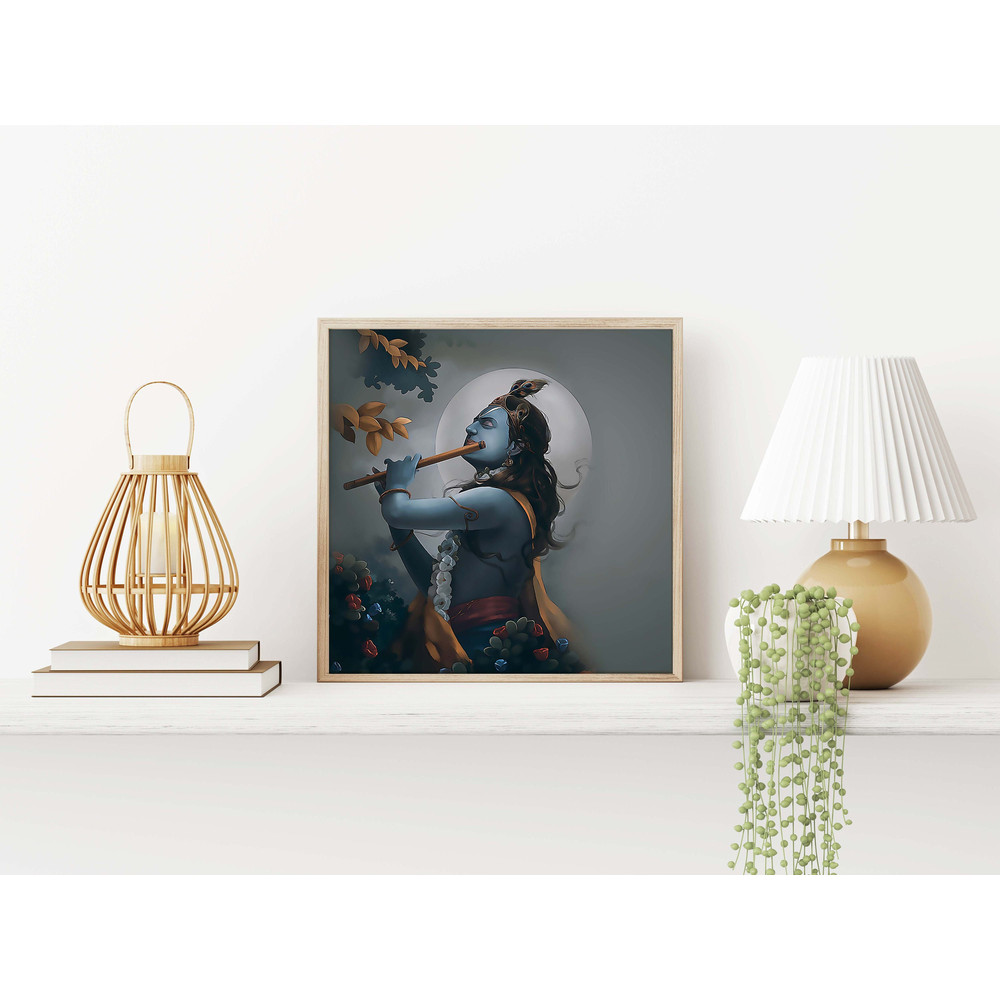Krishna Painting, Indian Hindu Home Decor, Modern Traditional Paintings, Instant Download, Indian Digital Art Poster, Wall Art, Paintings.jpg