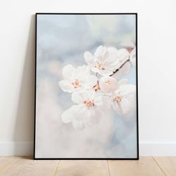 japanese cherry blossom wall art, flowers print, sakura wall decor, botanical art, spring decor, instant digital downloa