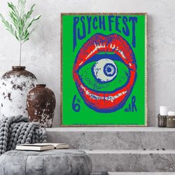 psychedelic poster  retro downloadable print, trendy poster print, evil eyes, preppy poster, funky poster