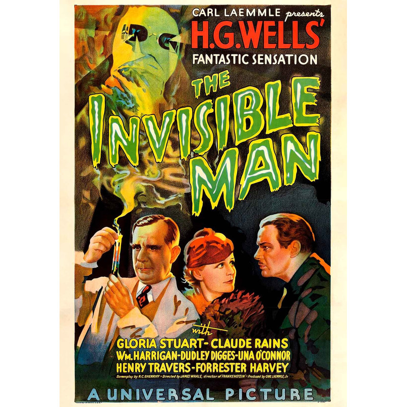The Invisible Man 1933 Movie POSTER PRINT A5 A2 30s Vintage Horror Sci-Fi Cinema Retro Film Wall Art Decor.jpg