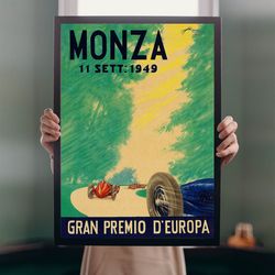 monza grand prix 1949 poster print a5a1 vintage retro italian motor racing sports formula1 advert wall art decor