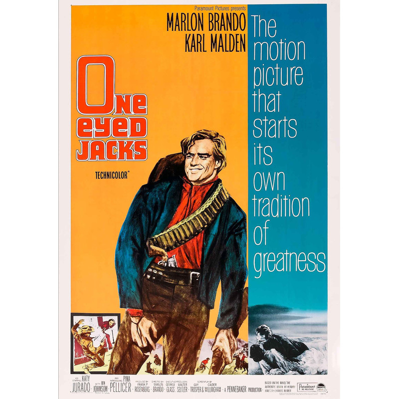 One-Eyed Jacks 1961 Movie POSTER PRINT A5-A2 60s Marlon Brando Classic Vintage Retro Hollywood Film Wall Art Decor.jpg
